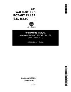 John Deere 624 Walk-behind rotary tiller Operator manual OMM83824 — actual manual cover