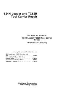 John Deere 624H, TC62H Loader and Tool Carrier Repair Technical Manual TM1640 — actual manual cover