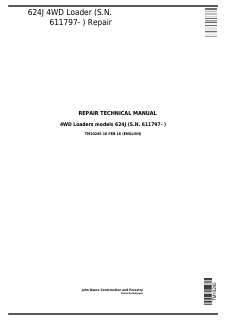 John Deere 624J Loader Repair technical manual TM10245 — actual manual cover