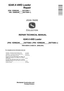 John Deere 624K-II 4WD Loader Repair Technical Manual TM14149X19 — actual manual cover
