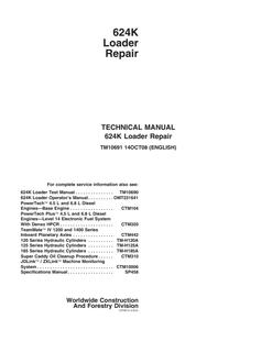 John Deere 624K Loader Repair technical manual TM10691 — actual manual cover