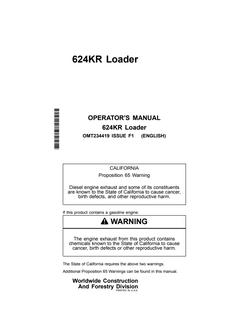 John Deere 624KR Wheel loader Operator manual OMT234419 — actual manual cover