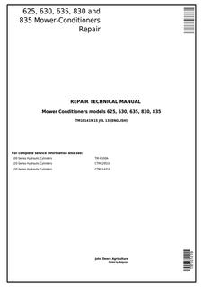 John Deere 625, 630, 635, 830, 835 Mower-Conditioners Repair Technical Manual TM101419 — actual manual cover