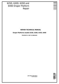 John Deere 625D, 630D, 635D and 640D Draper Platform Repair Manual — actual manual cover
