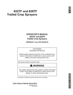 John Deere 632TF; 638TF Trailed crop sprayer Operator manual OMWZ63211 — actual manual cover