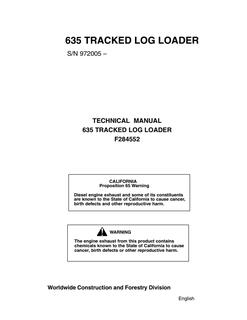 John Deere 635 Tracked Log Loader Technical Manual F284552 — actual manual cover