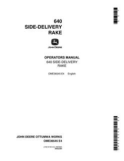 John Deere 640 Side-Delivery Rake Operator's Manual OME36545 — actual manual cover