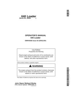John Deere 640 Wheel loader Operator manual OMW49366 — actual manual cover