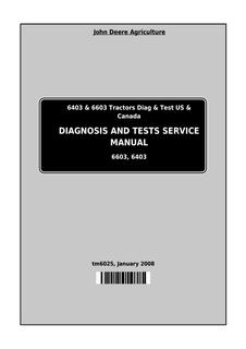 John Deere 6403, 6603 Tractor Diagnosis and tests service manual TM6025 — actual manual cover