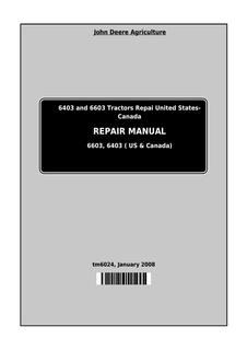 John Deere 6403, 6603 Tractor Repair manual TM6024 — actual manual cover