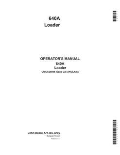 John Deere 640A Wheel loader Operator manual OMCC36945 — actual manual cover