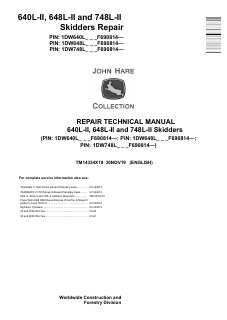 John Deere 640L-II, 648L-II, 748L-II Skidder Repair technical manual TM14334X19 — actual manual cover