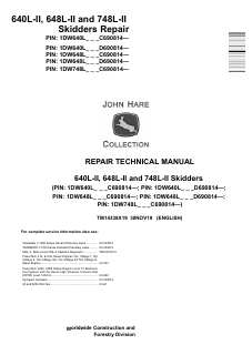 John Deere 640L-II, 648L-II, 748L-II Skidder Repair Technical Manual TM14338X19 — actual manual cover
