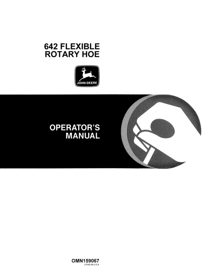 John Deere 642 Rotary hoe Operator manual OMN159067 — actual manual cover