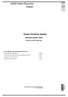 John Deere 643D Wheeled feller-buncher Repair Technical Manual TM1482 — actual manual cover