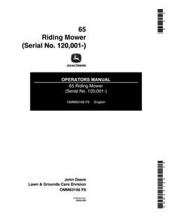 John Deere 65 Riding mower Operator manual OMM83166 — actual manual cover