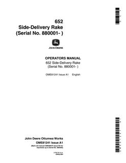 John Deere 652 Side-delivery rake Operator manual OME81241 — actual manual cover