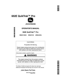 John Deere 652E QuikTrak Pro QuikTrak mower Operator manual OMUC12034 — actual manual cover