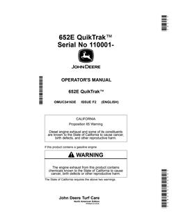 John Deere 652E QuikTrak QuikTrak mower Operator manual OMUC34163E — actual manual cover