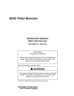 John Deere 653G Feller-buncher Operator manual OMT165605 — actual manual cover