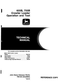 John Deere 655B, 755B Crawler Loader Operation and Test Technical Manual TM1333 — actual manual cover