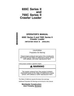 John Deere 655C Series II and 755C Series II Crawler loader Operator manual OMT201669 — actual manual cover