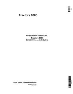 John Deere 6600 Tractor Operator's manual OMAL81271 — actual manual cover