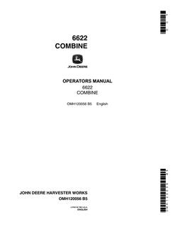 John Deere 6622 Combine Operator's Manual OMH120056 — actual manual cover