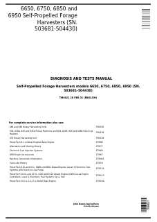 John Deere 6650, 6750, 6850, 6950 Self-propelled forage harvester Diagnosis and Test Technical Manual TM4621 — actual manual cover