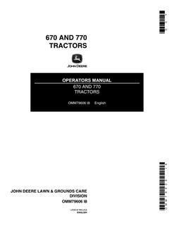 John Deere 670 and 770 Tractor Operator manual OMM79606 — actual manual cover