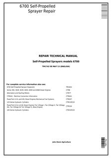 John Deere 6700 Self-Propelled Sprayer Repair Technical Manual — actual manual cover