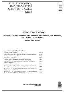 John Deere 670C, 670CH, 672CH, 770C, 770CH, 772CH Series II Motor Grader Repair Technical Manual TM1915 — actual manual cover