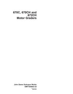 John Deere 670C, 670CH, 672CH Motor Graders Operator and service manual — actual manual cover