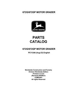 John Deere 672G and 672GP Motor grader Parts catalog PC11246 — actual manual cover