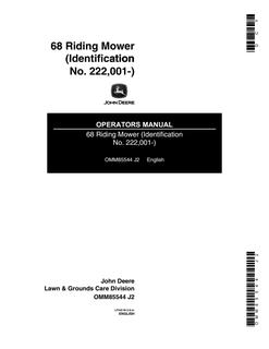 John Deere 68 Riding mower Operator manual OMM85544 — actual manual cover