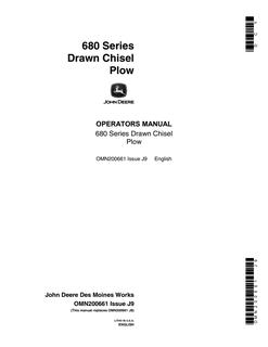John Deere 680 Series Drawn Chisel Plow Chisel plow Operator manual OMN200661 — actual manual cover