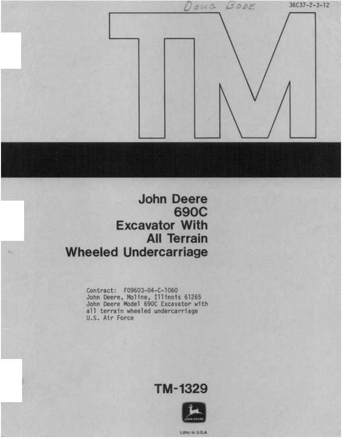 John Deere 690C Excavator Technical manual TM1329 — actual manual cover