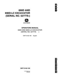 John Deere 690D and 690D-LC Excavator Operator manual OMT131651 — actual manual cover