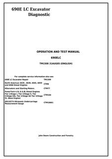 John Deere 690E LC Excavator Diagnostic Operation and Test Manual TM1508 — actual manual cover