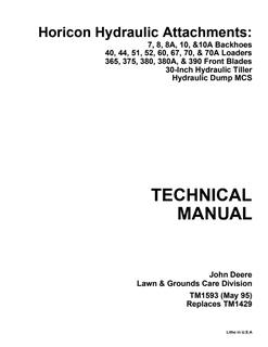 John Deere 7, 8, 8A, 10, 10A Backhoes; 40, 44, 51, 52, 60, 67, 70, 70A Loaders; 365, 375, 380, 380A, 390 Front Blades Technical Manual TM1593 — actual manual cover