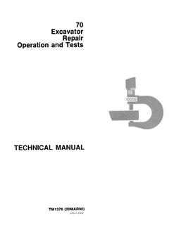 John Deere 70 Excavator Repair, operation and tests technical manual TM1376 — actual manual cover
