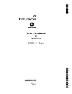 John Deere 70 Flexi-Planter Planter Operator's manual OMB25021 — actual manual cover
