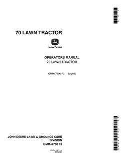 John Deere 70 Lawn Tractor Operator Manual OMM47700 — actual manual cover