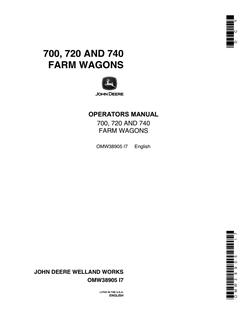 John Deere 700, 720, 740 Farm Wagon Operator Manual OMW38905 — actual manual cover