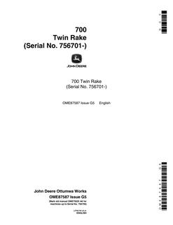 John Deere 700 Twin Rake Operator's Manual OME87587 — actual manual cover