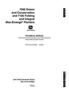 John Deere 7000, 7100 Planter Technical Manual TM1154 — actual manual cover