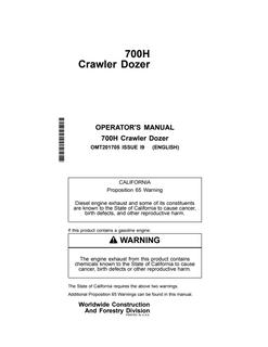 John Deere 700H Crawler Dozer Crawler dozer Operator manual OMT201705 — actual manual cover