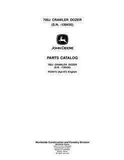 John Deere 700J Crawler dozer Parts catalog PC9473 — actual manual cover