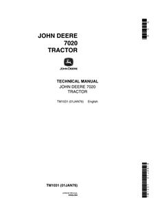 John Deere 7020 Tractor Technical Manual TM1031 — actual manual cover