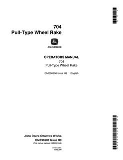 John Deere 704 Pull-Type Wheel Rake Wheel rake Operator manual OME96906 — actual manual cover